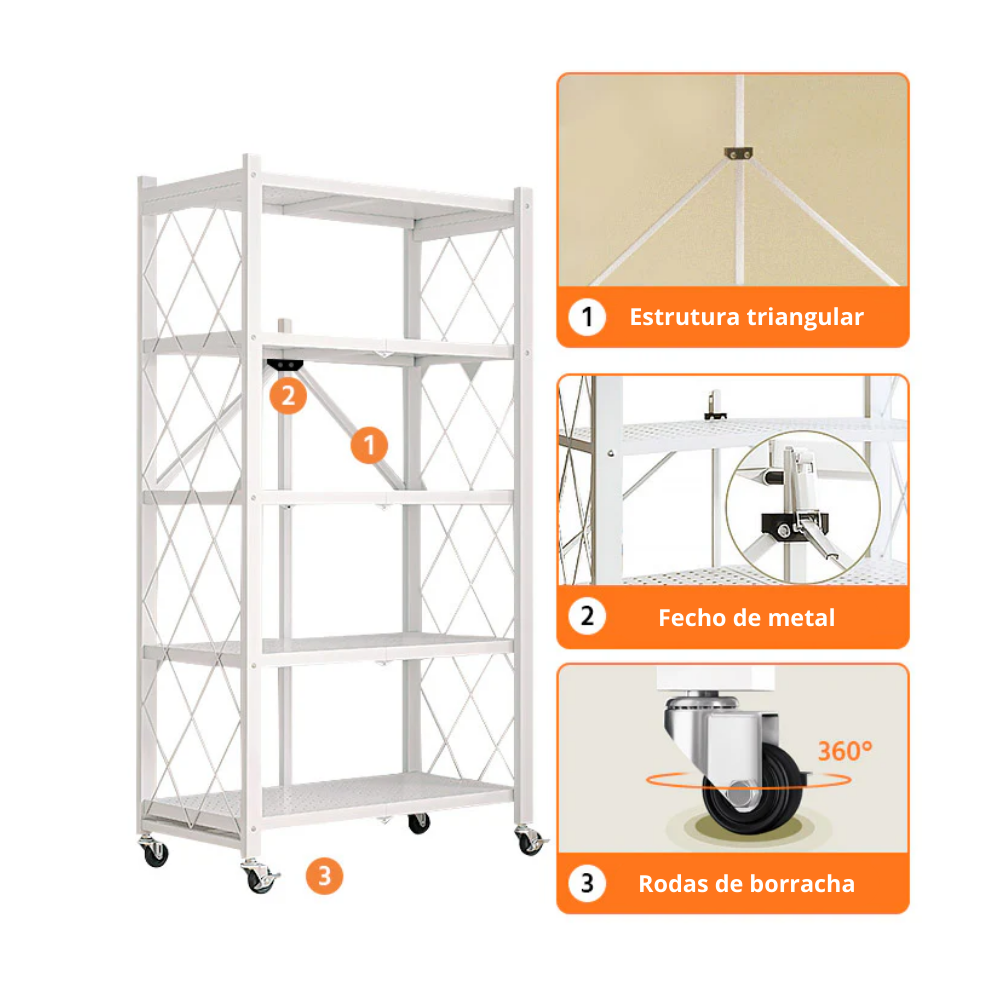 Llévate 2 y Pagá 1  - Estantería Inoxidable Con Pisos Multifuncional Plegable