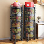 [Llevá 2 y Pagá 1] Frutera MetalRack de Acero Inoxidable Rotativa de 4/5 Niveles + REGALO: Kit de Potes Herméticos