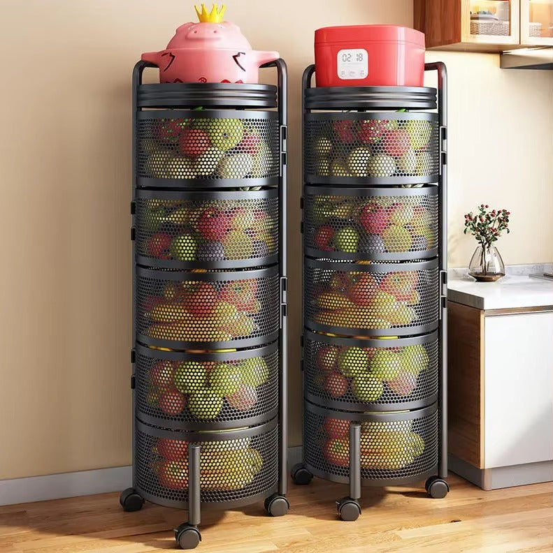[Llevá 2 y Pagá 1] Frutera MetalRack de Acero Inoxidable Rotativa de 4/5 Niveles + REGALO: Kit de Potes Herméticos